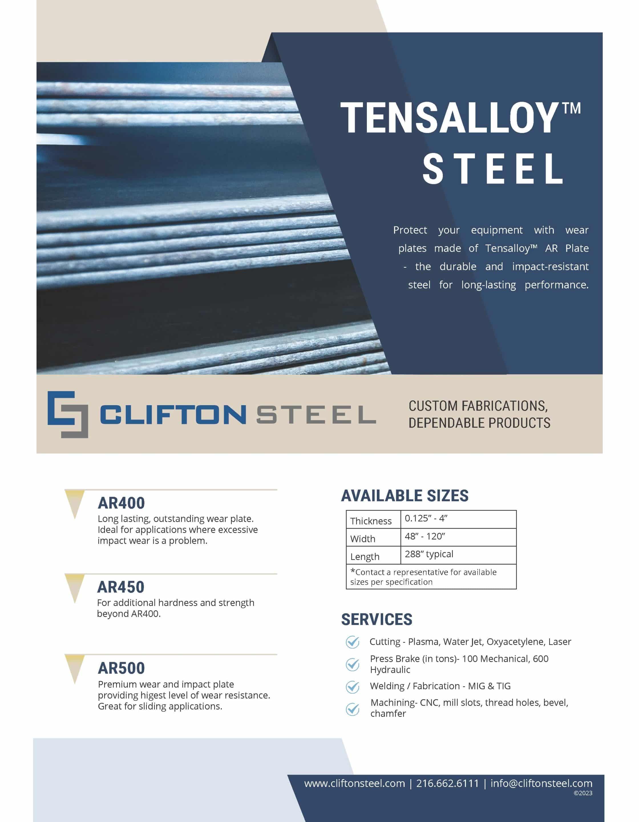 Tensalloy Abrasion Resistant Steel Plate brochure